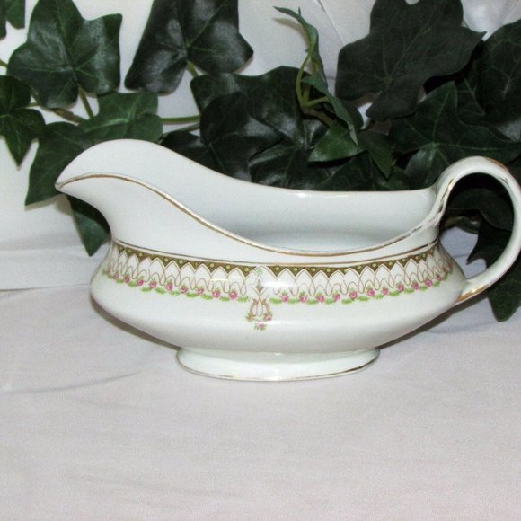 Vintage Gravy Boat J & G MEAKIN Pink Roses Scrolls England Cottagecore - Picture 7 of 8